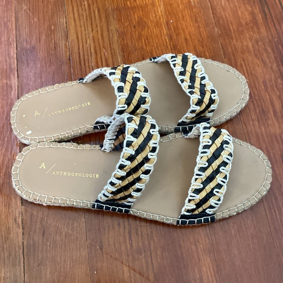 Anthropologie Women's Black and Tan Woven Sandals size 38 size 7.5 - Picture 2 of 7